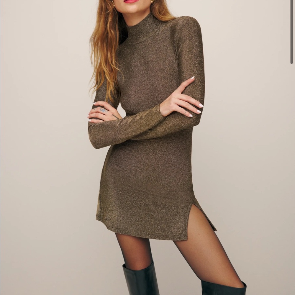 Reformation Hermia Gold Dress